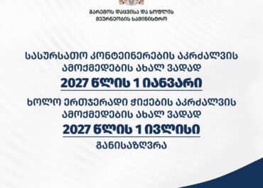 საზოგადოებრივი კვების ობიექტებისთვის პლასტმასის ერთჯერადი კონტეინერებისა და ჭიქებით მზა სურსათის მიწოდების აკრძალვის ამოქმედება გადავადდა